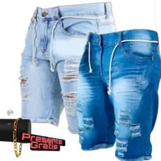 Kit Bermuda Jeans com Lycra + Pulseira 18K | Promoção Exclusiva