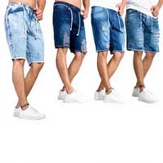 Kit Masculino Bermuda Jeans + Relógio Digital + Pulseira 18k