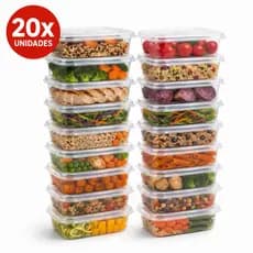 20 Marmita Fitness 500ml Jogo Potes Dieta Fitness | Reutilizável, Vai ao Micro - ondas Geladeira