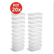20 Potes Jogo Marmita Fitness 500ml Reutilizável Transparente bpafree Freezer Microondas Organizador