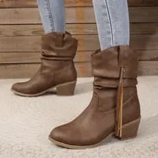 Botas femininas, nova moda primavera 2026, botas de cavaleiro retrô de cano alto, botas longas de cano médio, botas Mart