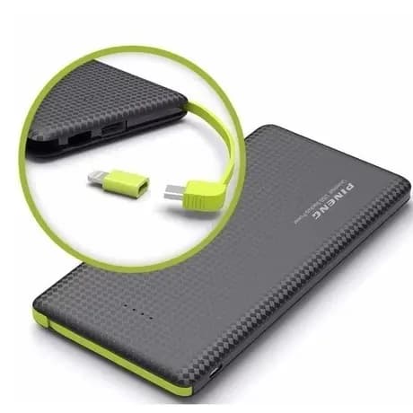 Power Bank Pineng 10000mAh Original | Cabo Embutido Lightning + Micro USB | Carregador Portátil 5V 2.1A | Bateria Extern