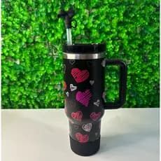Copo Térmico 1200ml Com Alça e Tampa Coração 40oz Inox Garrafa Térmica Grande Estilo
