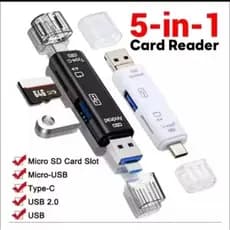 Adaptador 5 Em 1 Micro Usb, C, Tf. Sd. Otg. 3.0 Flex