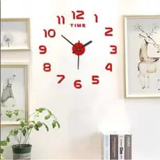 Relógio 3D de Parede Vermelho Decorativo Para Cozinha Sala Parede Quarto Escritório Moderno 40 Cm