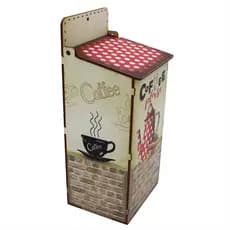 Organizador De Sacolas Em MDF Adesivado  Puxa Saco De Parede Um Café Por Favor Madeira
