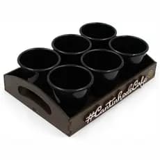 Kit Bandeja Com Aplique Cantinho Do Café Com 6 Xicaras Acrílicas 85ml Decorção