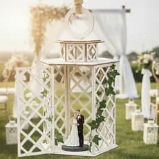 Lamparina extra grande Nogueira MDF Para Casamento Decoração Charmosa E Elegante Para Festas