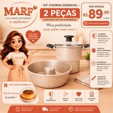 kit Café da manhã Cuscuzeiro Antiaderente 14 + Forma de Pudim 21 na Cor Marfim - Seu kit Café da Manhã Perfeito