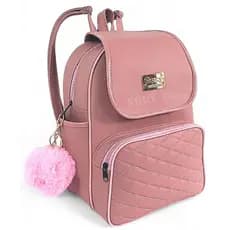 Mochila Mochilinha - Bolsa Feminina em Courino Fashion c/ Alças Reguláveis + Lindo Chaveiro POM POM