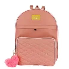 Bolsa Mochila feminina de Couro Sintetico Bolsas femininas de MODA FASHION COM POMPOM