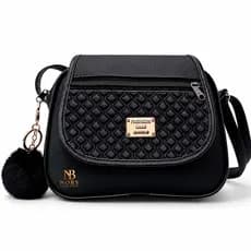 Bolsa Transversal Compacta Feminina Couro Sintético com Pingente Luxo