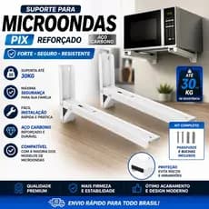 Suporte para Microondas Reforçado Até 30kg – Parede Forte Seguro Fácil Instalação