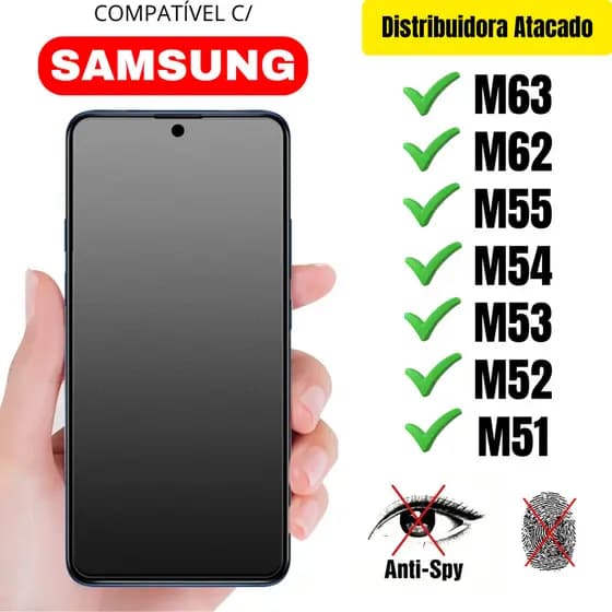Película Cerâmica Privacidade Fosca 3D P/ Samsung M63 / M62 / M55 / M54 / M53 / M52 / M51 Matte AntiSpy