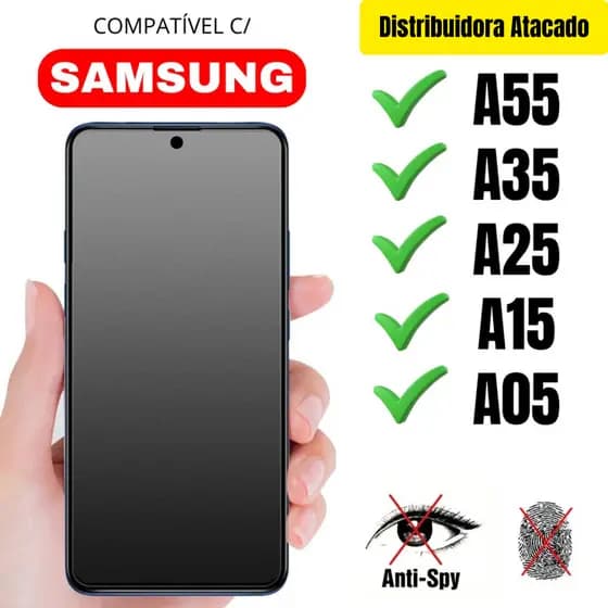 Película Cerâmica Privacidade Fosca 3D P/ Samsung A55 / A35 / A25 / A15 / A05 Matte AntiSpy