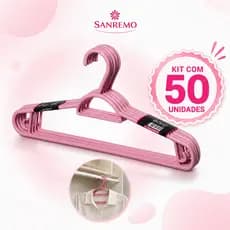 Kit Cabide Rosa Sanremo Easy Reforçado - Escolha 10 a 50 Peças