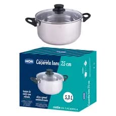Caçarola Inox 25cm MOR Fundo Quíntuplo 5 Camadas Indução