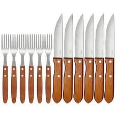 Jogo De Talheres Churrasco 12 Peças Mor Original Inox Cabo Madeira Jumbo