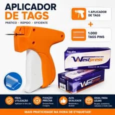 Aplicador Tag Pin Pistola Etiquetadora + 1000 Pins 35mm ou 40mm Para Etiquetas Roupas Confecção Loja