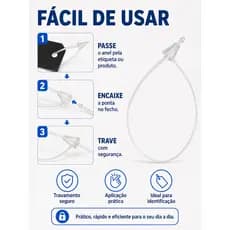 Pino Trava Anel 125mm Etiqueta Lacre Fixador Tag 2000 Unidades Transparente Para Loja Confecção Brechó