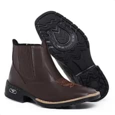 Bota Botina Texana Country Rodeio Masculina Detalhe em Bordado Promoção!