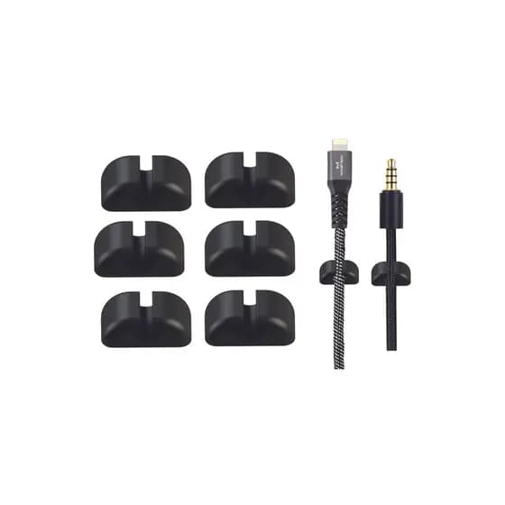 Organizador De Cabos Para Mesa Kit 6 Fixador Autoadesivo Preto