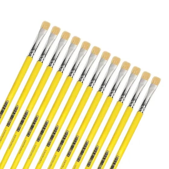 Kit 12 Pinceis Para Pintura Escolar Numero 10 Cerdas Brancas