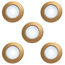Kit 5 Spot Led Embutir Redondo Dourado 5w Branco Frio 9cm