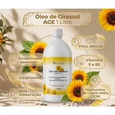 Óleo de Girassol A.G.E 1 Litro Lexun's | Cicatrizante, Alta Hidratação, Vitamina E B5, TCM