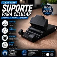 Chaveiro Suporte Para Celular Dobrável Portátil Universal Mesa Compacto Leve Resistente Várias Cores