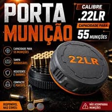 Porta Munição Calibre .22 Estojo Organizador para 55 Unidades Case de Armazenamento Tampa Rosqueável