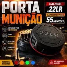 Porta Munição Calibre .22 Estojo Organizador para 55 Unidades Case de Armazenamento Tampa Rosqueável