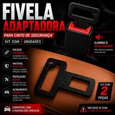 Fivelas Adaptador Cinto de Segurança Kit 02 Und Universal Resistente para Carro Elimina Aviso Sonoro