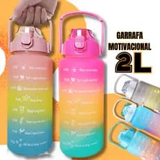 Garrafa De Água Squeeze Motivacional 2 Litros Academia Galão Grande Degrade Adesivo 2D e 3D 2000ML 2L