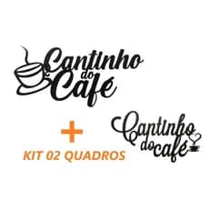 Placa Cantinho Do Café Par em Mdf 20cm e 30cm Alto Relevo Decoração Quadro Vazado