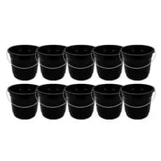 Kit 10 Baldes 5 Litros com Alça Reforçada de Metal Balde Preto para Limpeza