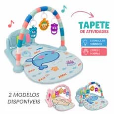 Tapete Infantil de Atividades Sensorial para Bebê Piano Musical com Som e Luzes
