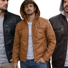 Jaqueta De Couro Masculina Casaco Blusa De Frio Corta Vento Impermeavel
