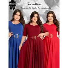 Vestido Mide Gode Com Cinto Manga Princesa Moda Evangélica