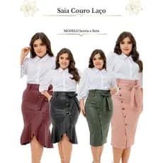 Saia Courino Evangélica Com Botoes Fenda cinto Midi