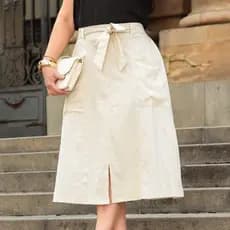 Saia Linho Evase Moda Evangelica Modesta De Lacinho