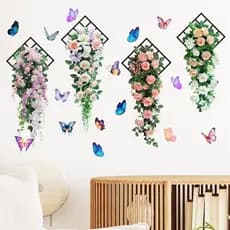 Pvc auto-adesivo adesivos de parede à prova dwaterproof água flor borboleta adesivos de parede sala estar quarto embelez