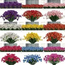 Flores artificiais artificial primavera grama violeta casamento jardim decoração flores plantas verdes artificiais