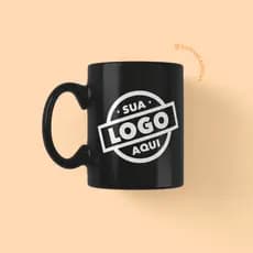 Caneca Personalizada de Porcelana  - Sua logo aqui [Preta 325ml].