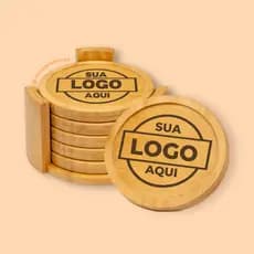 Porta Copo Personalizado Bambu - Sua Logo Aqui.