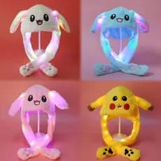 Dais Adulto Infantil Leve Chapéu De Pelúcia Com Orelhas Longas Movimento De Desenho Coelho Panda LED Brinquedo Orelha