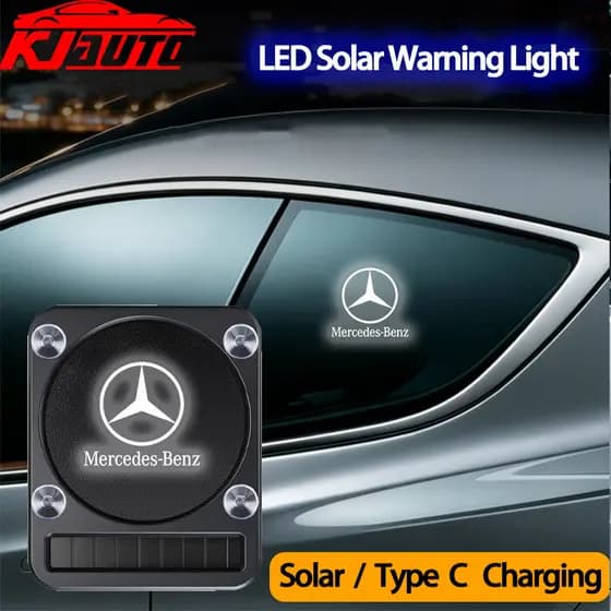 Luz De Advertência De Carro LED Solar Benz | Lâmpada De Decoração De Segurança Automática Com Sensor Inteligente Recarre
