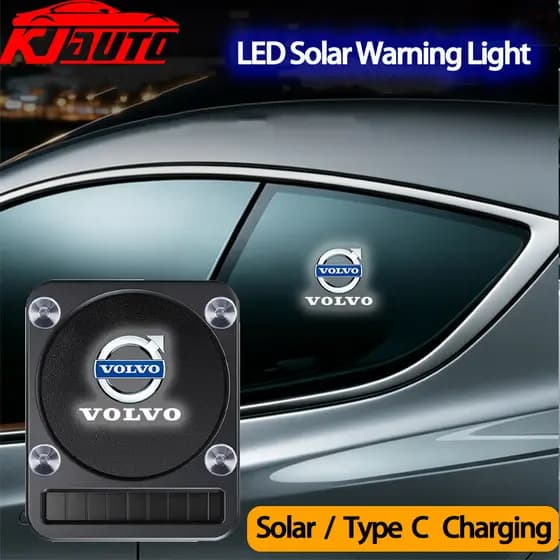 Luz De Advertência LED Solar Para Carro Volvo | Tipo-C Recarregável Sensor Inteligente Auto Segurança Decoração Lâmpada