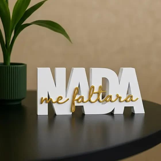 “Nada me Faltará” Letreiro Bíblico— Decorativo Religioso / Frase Cristã / Decoração de Fé