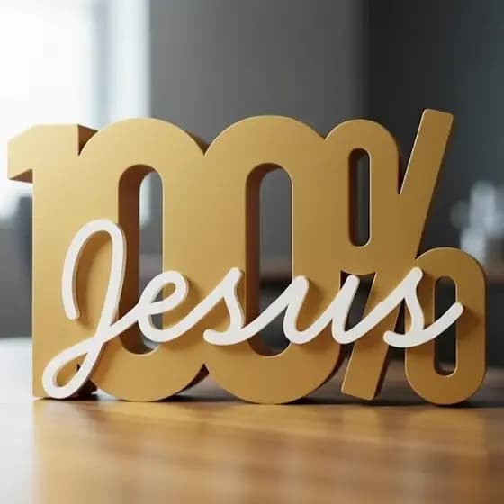 Letreiro Decorativo 100% Jesus – Vários Tamanhos – Decoração Religiosa / Fé